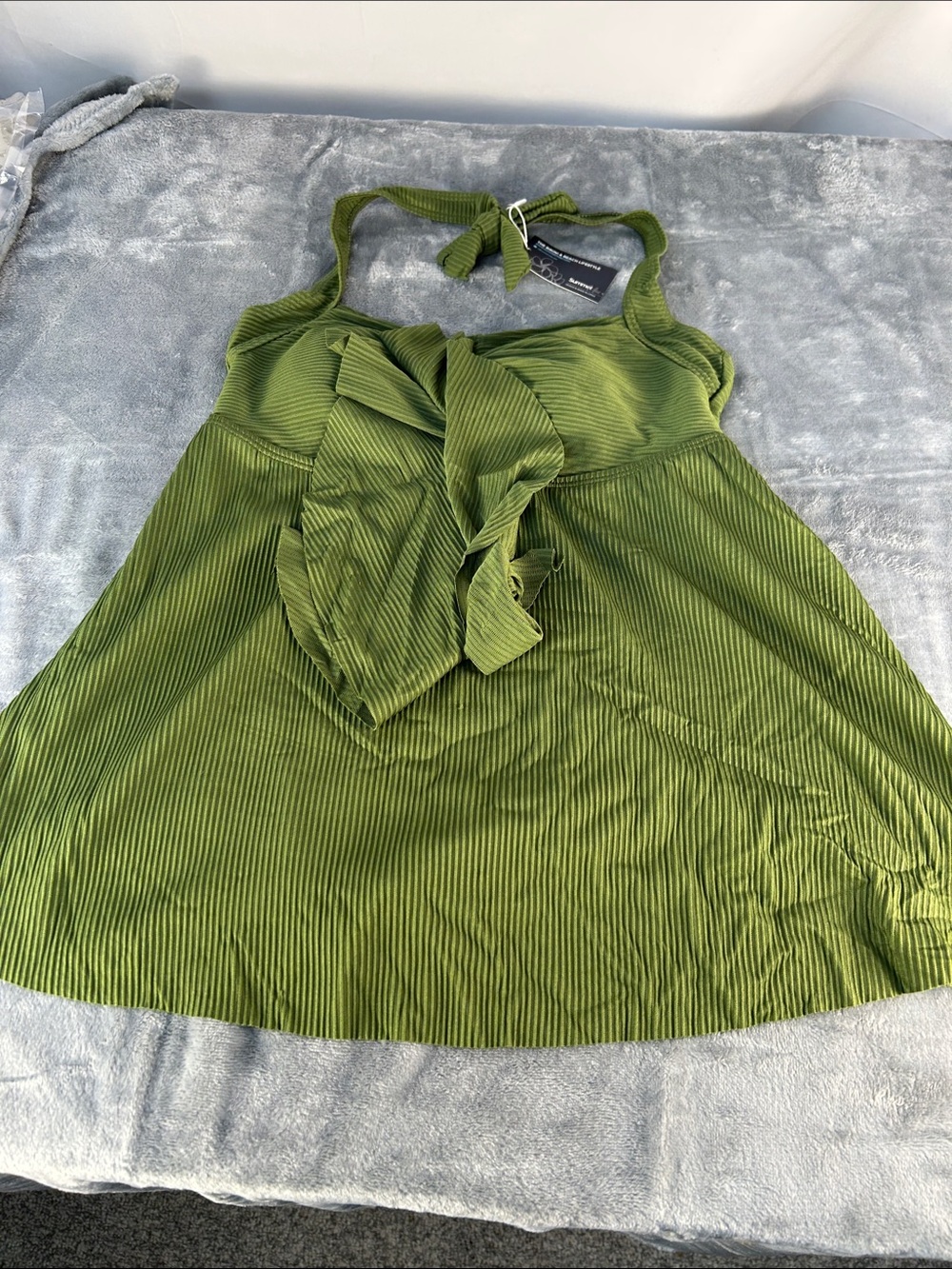 Olive Green swimming top with Front Tie